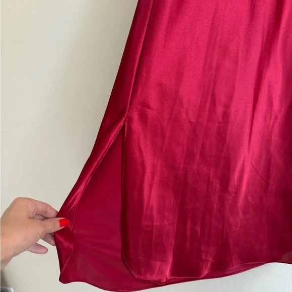 y2k Vintage Gillian O’Malley Red Slip Dress Satiny Silky Midi Cowl neck XL - Picture 5 of 9